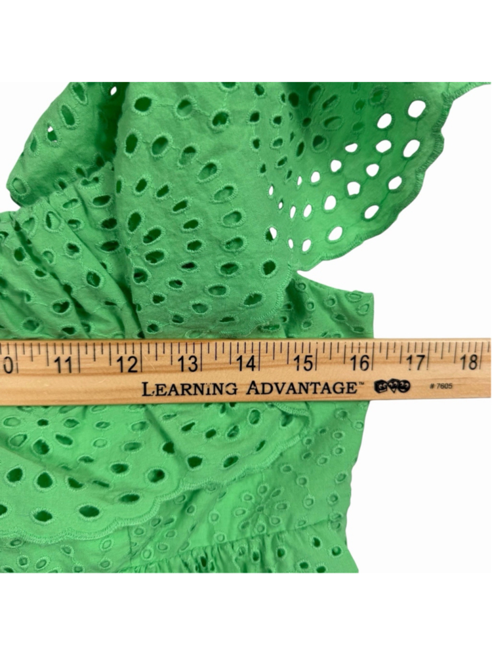 Lilly Pulitzer Eyelet Dress Green Smocked Ruffle Summer Boho Size Women's Size 4 - Picture 8 of 10